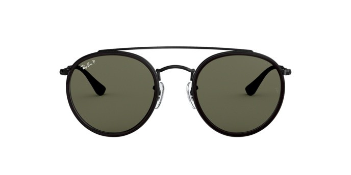 Sonnenbrillen Ray-Ban Round Double Bridge RB 3647N (002/58) farbe black form pantos gläser polar green
