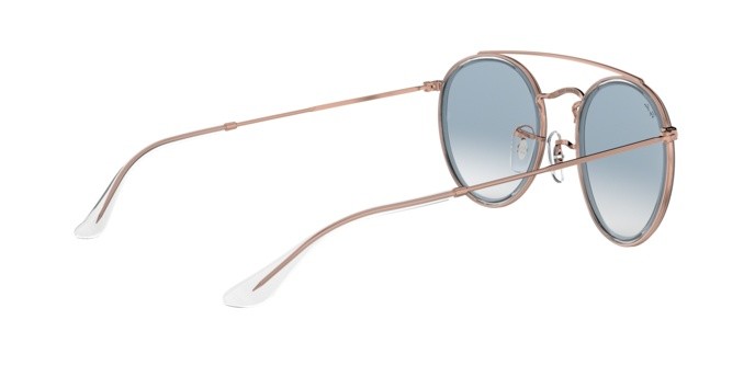 Occhiali da sole Ray-Ban Round Double Bridge RB 3647N (90683F) colore copper forma pantos lenti clear gradient blue