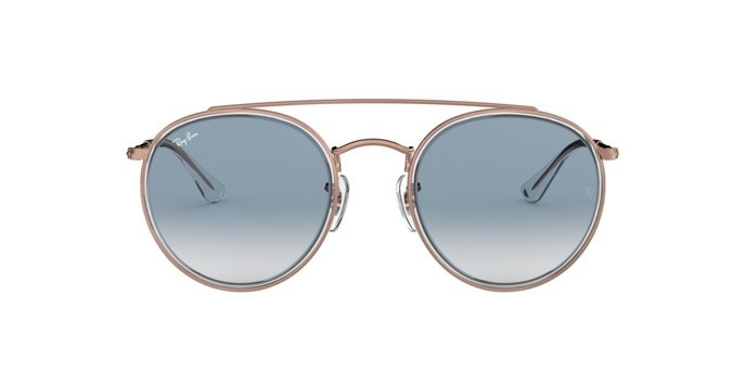 Occhiali da sole Ray-Ban Round Double Bridge RB 3647N (90683F) colore copper forma pantos lenti clear gradient blue