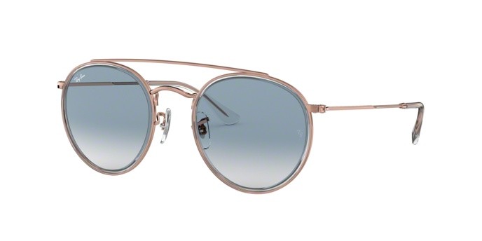 Occhiali da sole Ray-Ban Round Double Bridge RB 3647N (90683F) colore copper forma pantos lenti clear gradient blue