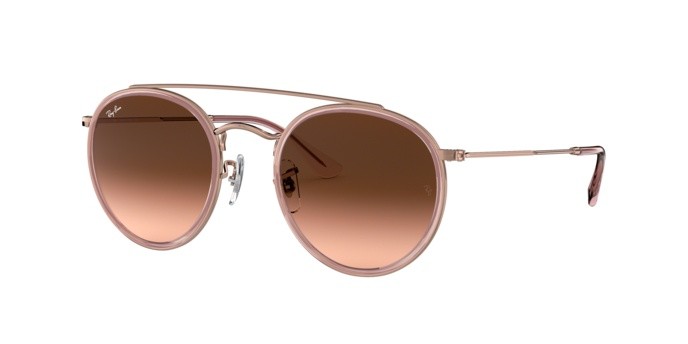 Sonnenbrillen Ray-Ban Round Double Bridge RB 3647N (9069A5) farbe pink form pantos gläser pink gradient brown