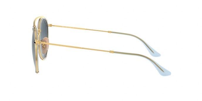 Sunglasses Ray-Ban RB Round Double Bridge 3647N (91233M) color gold shape pantos lenses blue gradient grey