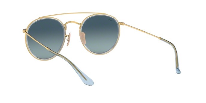 Sunglasses Ray-Ban RB Round Double Bridge 3647N (91233M) color gold shape pantos lenses blue gradient grey