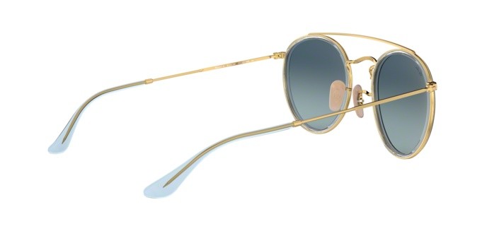 Sunglasses Ray-Ban RB Round Double Bridge 3647N (91233M) color gold shape pantos lenses blue gradient grey