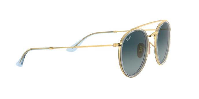 Sunglasses Ray-Ban RB Round Double Bridge 3647N (91233M) color gold shape pantos lenses blue gradient grey