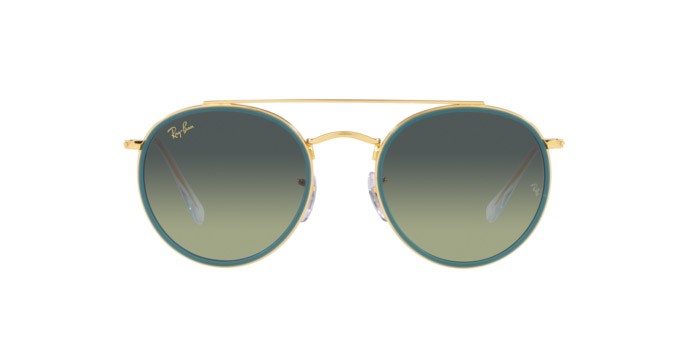 Sonnenbrillen Ray-Ban Round Double Bridge RB 3647N (9235BH) farbe legend gold form rund gläser green vintage