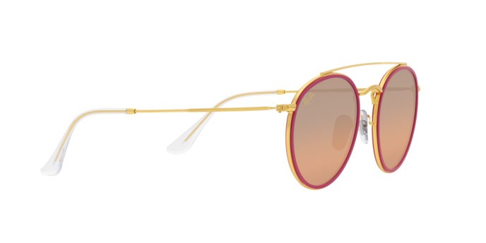 Sonnenbrillen Ray-Ban Round Double Bridge RB 3647N (92373E) farbe legend gold form rund gläser pink mirror gradient grey