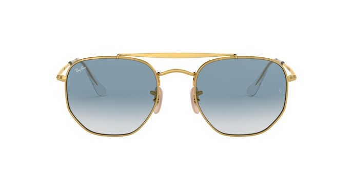 Sunglasses Ray-Ban Marshal RB 3648 (001/3F) color gold shape square lenses clear gradient blue