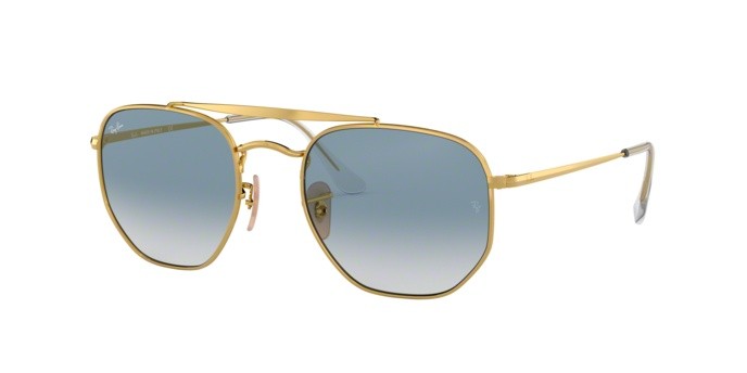 Sunglasses Ray-Ban Marshal RB 3648 (001/3F) color gold shape square lenses clear gradient blue