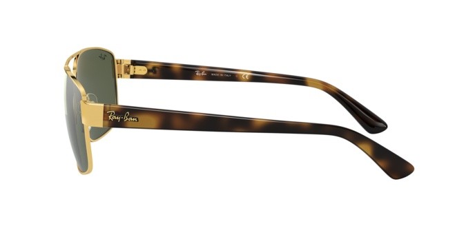 Occhiali da sole Ray-Ban RB 3663 (001/31) colore shiny gold forma irregolare lenti green