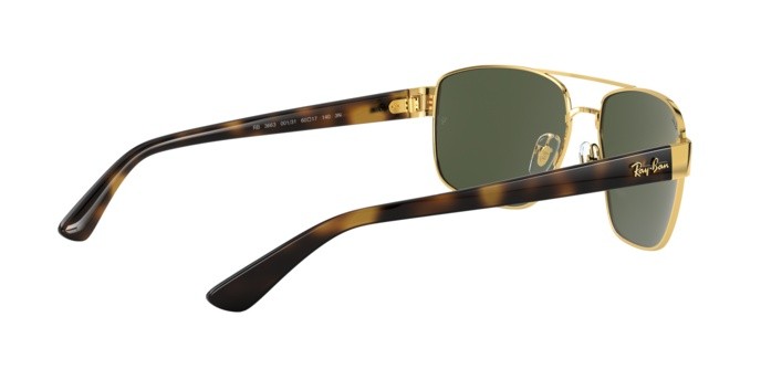 Occhiali da sole Ray-Ban RB 3663 (001/31) colore shiny gold forma irregolare lenti green