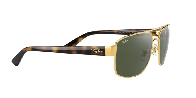 Occhiali da sole Ray-Ban RB 3663 (001/31) colore shiny gold forma irregolare lenti green