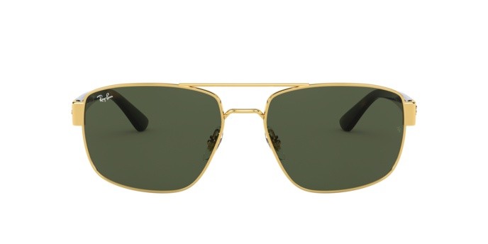 Occhiali da sole Ray-Ban RB 3663 (001/31) colore shiny gold forma irregolare lenti green