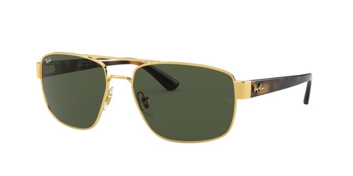 Occhiali da sole Ray-Ban RB 3663 (001/31) colore shiny gold forma irregolare lenti green