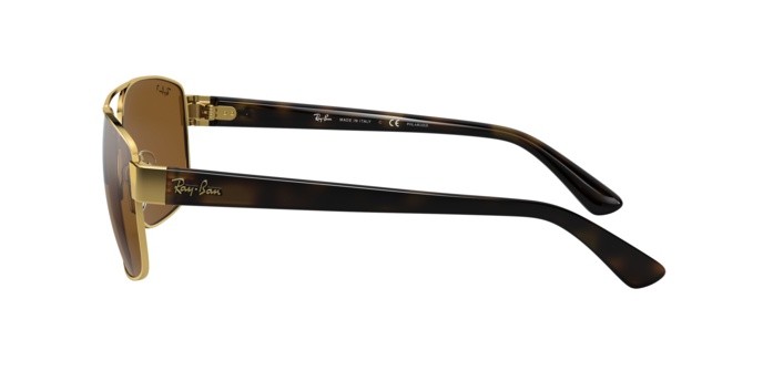Occhiali da sole Ray-Ban RB 3663 (001/57) colore shiny gold forma irregolare lenti polar brown