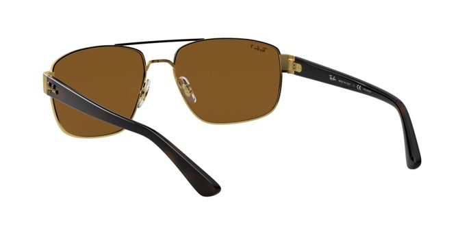 Occhiali da sole Ray-Ban RB 3663 (001/57) colore shiny gold forma irregolare lenti polar brown