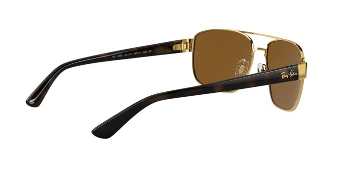 Occhiali da sole Ray-Ban RB 3663 (001/57) colore shiny gold forma irregolare lenti polar brown