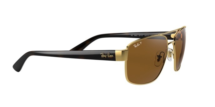 Occhiali da sole Ray-Ban RB 3663 (001/57) colore shiny gold forma irregolare lenti polar brown