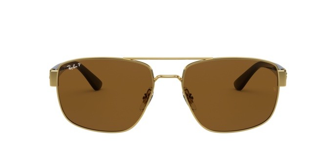 Occhiali da sole Ray-Ban RB 3663 (001/57) colore shiny gold forma irregolare lenti polar brown
