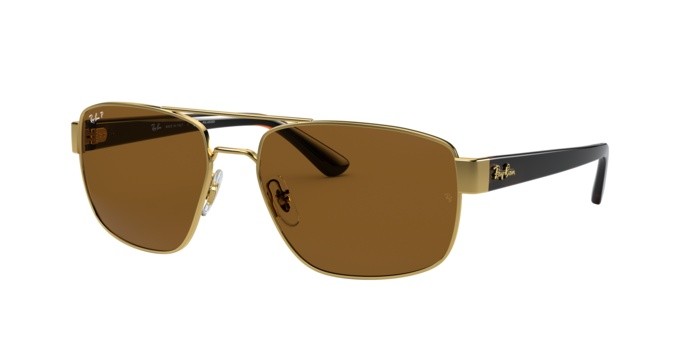 Occhiali da sole Ray-Ban RB 3663 (001/57) colore shiny gold forma irregolare lenti polar brown