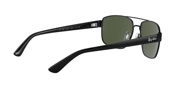 Occhiali da sole Ray-Ban RB 3663 (002/31) colore shiny black forma irregolare lenti green