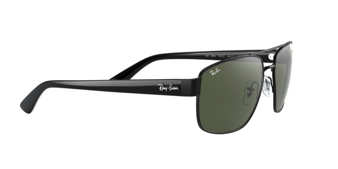Occhiali da sole Ray-Ban RB 3663 (002/31) colore shiny black forma irregolare lenti green