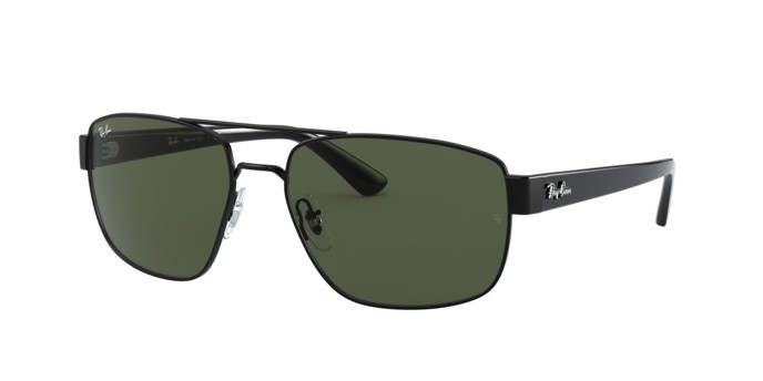 Occhiali da sole Ray-Ban RB 3663 (002/31) colore shiny black forma irregolare lenti green