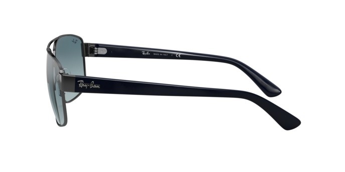 Occhiali da sole Ray-Ban RB 3663 (004/3M) colore shiny gunmetal forma irregolare lenti blue gradient grey