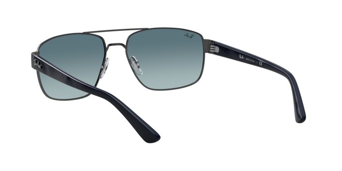 Occhiali da sole Ray-Ban RB 3663 (004/3M) colore shiny gunmetal forma irregolare lenti blue gradient grey