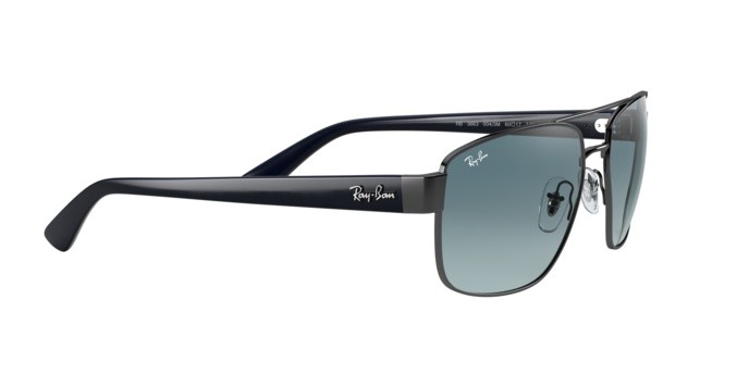 Occhiali da sole Ray-Ban RB 3663 (004/3M) colore shiny gunmetal forma irregolare lenti blue gradient grey
