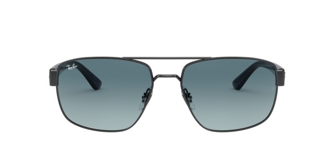 Occhiali da sole Ray-Ban RB 3663 (004/3M) colore shiny gunmetal forma irregolare lenti blue gradient grey