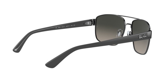 Occhiali da sole Ray-Ban RB 3663 (004/71) colore shiny gunmetal forma irregolare lenti grey gradient dark grey