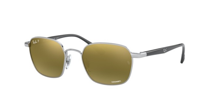 Sonnenbrillen Ray-Ban Chromance RB 3664CH (003/6O) farbe silver form quadratisch gläser green mirror gold gradient