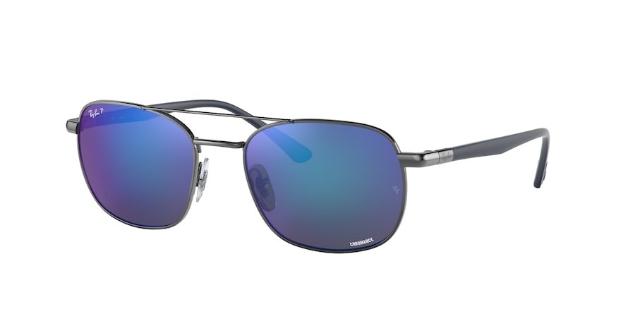 Sonnenbrillen Ray-Ban Chromance RB 3670CH (004/4L) farbe gunmetal form quadratisch gläser polar grey mirror blue
