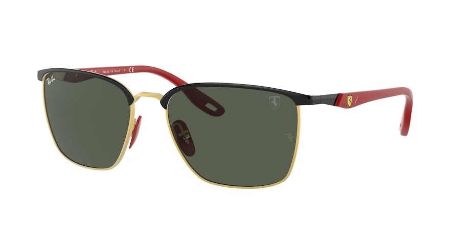 Sonnenbrillen Ray-Ban Scuderia Ferrari Collection RB 3673M (F06171) farbe black on arista form quadratisch gläser dark green