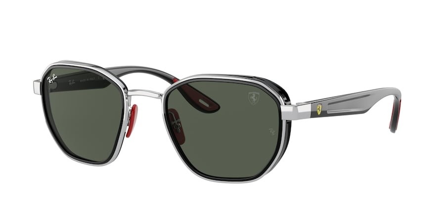 Sonnenbrillen Ray-Ban Scuderia Ferrari Collection RB 3674M (F00771) farbe silver form unregelmäßig gläser dark green