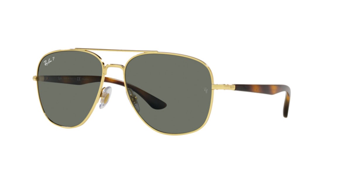Occhiali da sole Ray-Ban RB 3683 (001/58) colore arista forma quadrato lenti polar green