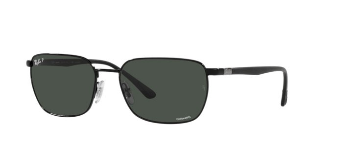 Sonnenbrillen Ray-Ban Chromance RB 3684CH (002/K8) farbe black form unregelmäßig gläser polar dark grey