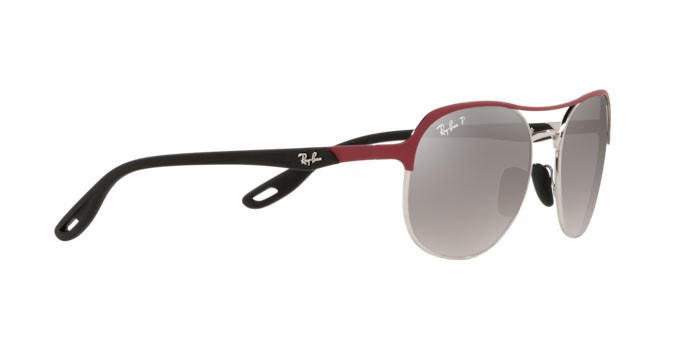 Sonnenbrillen Ray-Ban Scuderia Ferrari Collection RB 3685M (F0455J) farbe red on silver form quadratisch gläser polar grey mir grey gradient