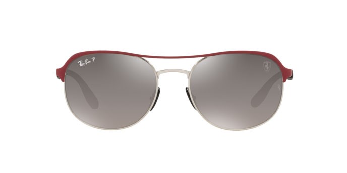Sonnenbrillen Ray-Ban Scuderia Ferrari Collection RB 3685M (F0455J) farbe red on silver form quadratisch gläser polar grey mir grey gradient