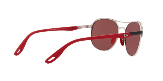Sonnenbrillen Ray-Ban Scuderia Ferrari Collection RB 3685M (F060H2) farbe black on silver form quadratisch gläser polar purple mirror silver