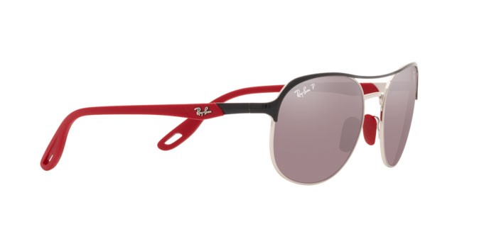 Sonnenbrillen Ray-Ban Scuderia Ferrari Collection RB 3685M (F060H2) farbe black on silver form quadratisch gläser polar purple mirror silver