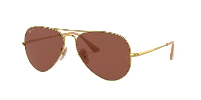 Sonnenbrillen Ray-Ban Aviator metal ii RB 3689 (9064AF) farbe oro form aviator gläser polar purple-ar blue
