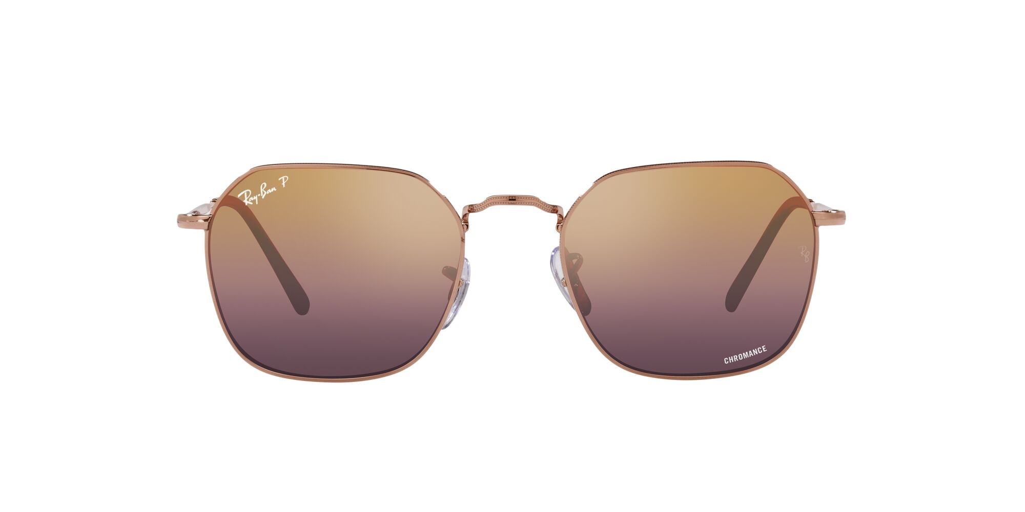 Sunglasses Ray-Ban Jim RB 3694 (9202G9) color rose gold shape irregular lenses rosso chromance
