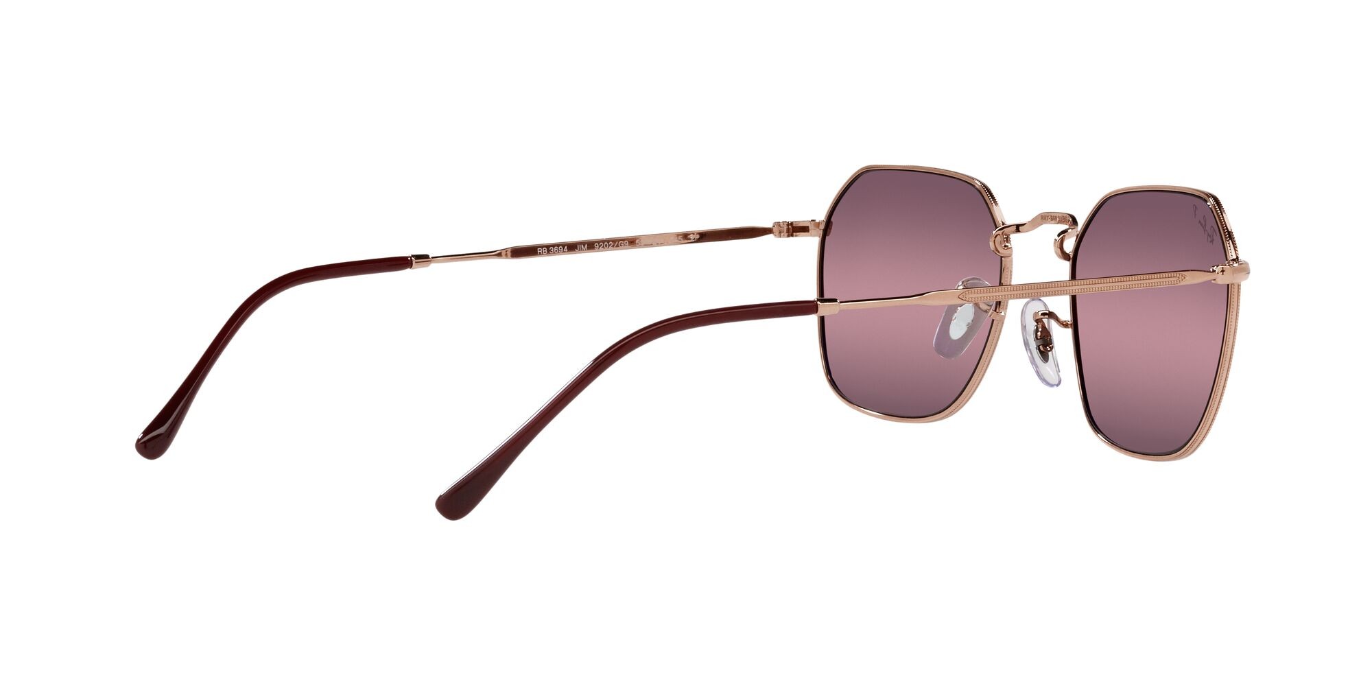 Sunglasses Ray-Ban Jim RB 3694 (9202G9) color rose gold shape irregular lenses rosso chromance