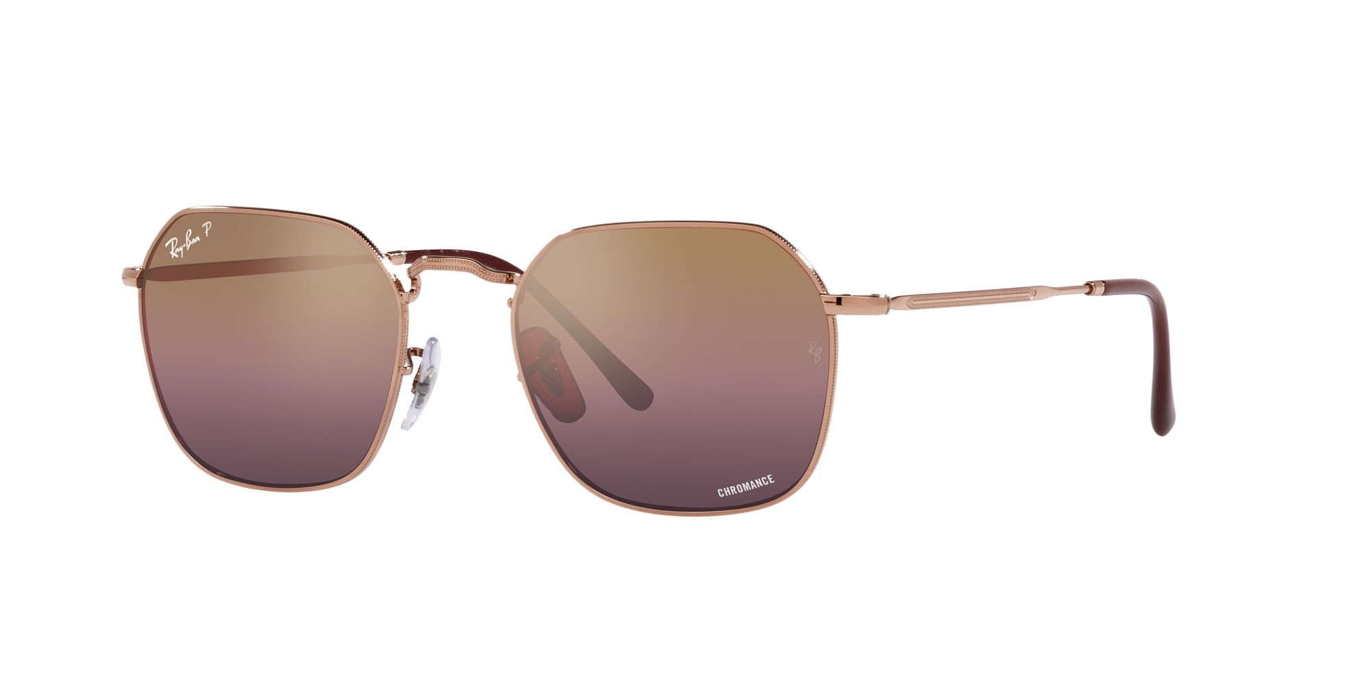Sunglasses Ray-Ban Jim RB 3694 (9202G9) color rose gold shape irregular lenses rosso chromance