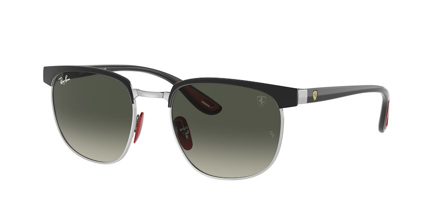 Sonnenbrillen Ray-Ban Scuderia Ferrari Collection RB 3698M (F06071) farbe black on silver form quadratisch gläser grey gradient