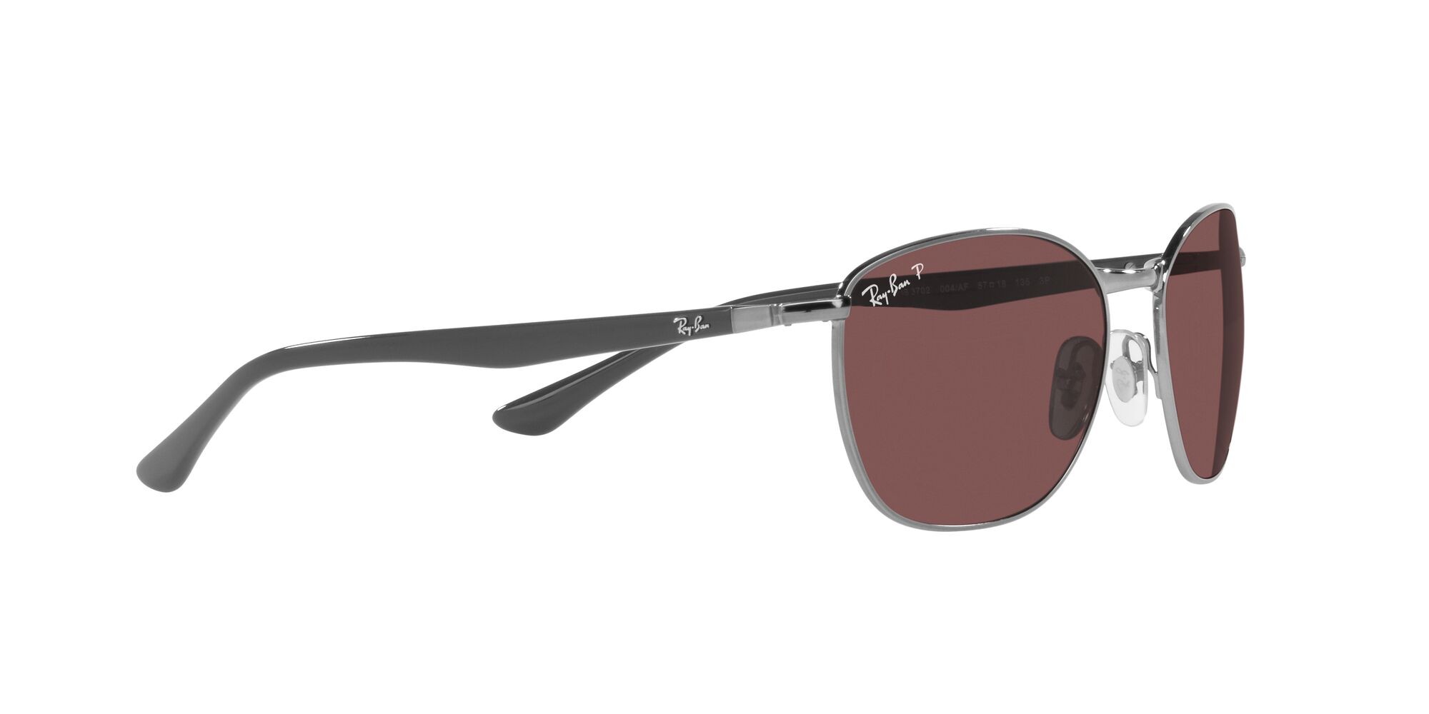 Occhiali da sole Ray-Ban RB 3702 (004/AF) colore gunmetal forma quadrato lenti viola scuro