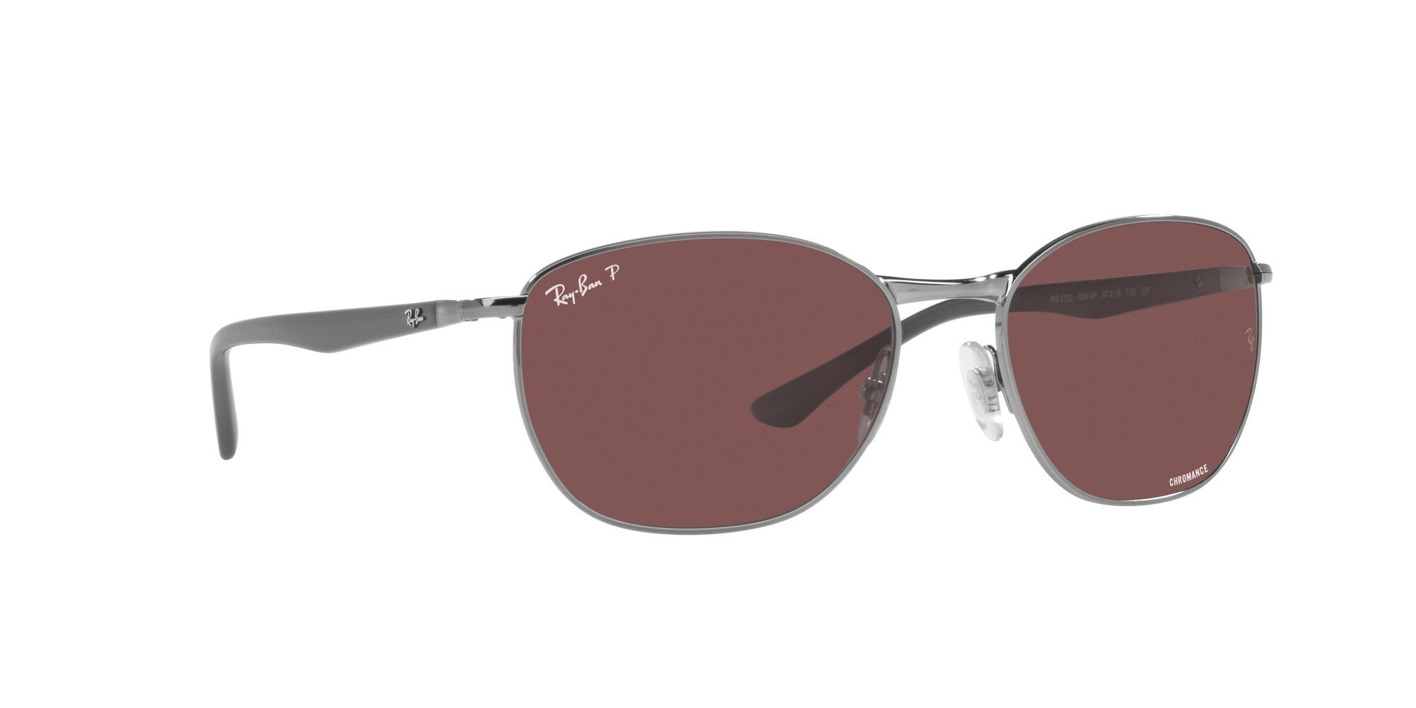 Occhiali da sole Ray-Ban RB 3702 (004/AF) colore gunmetal forma quadrato lenti viola scuro