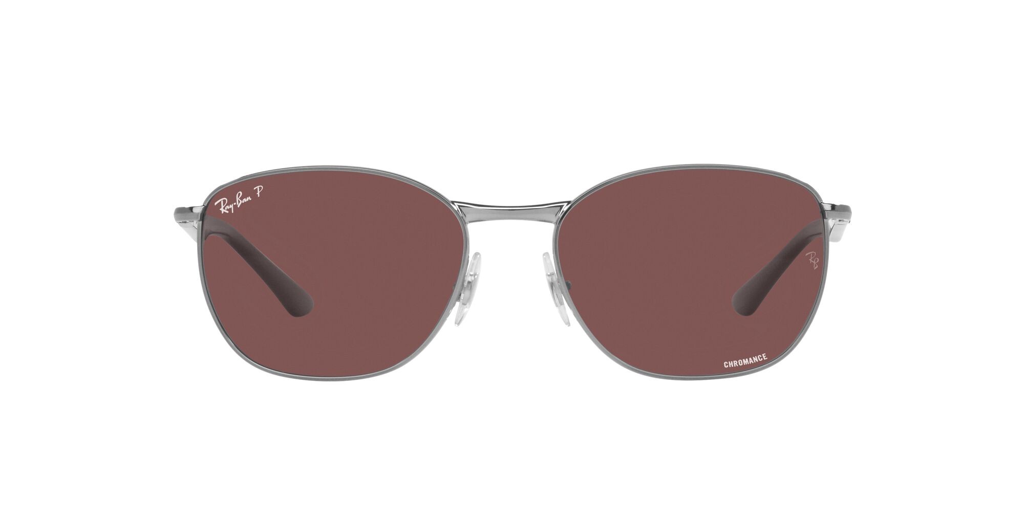 Occhiali da sole Ray-Ban RB 3702 (004/AF) colore gunmetal forma quadrato lenti viola scuro